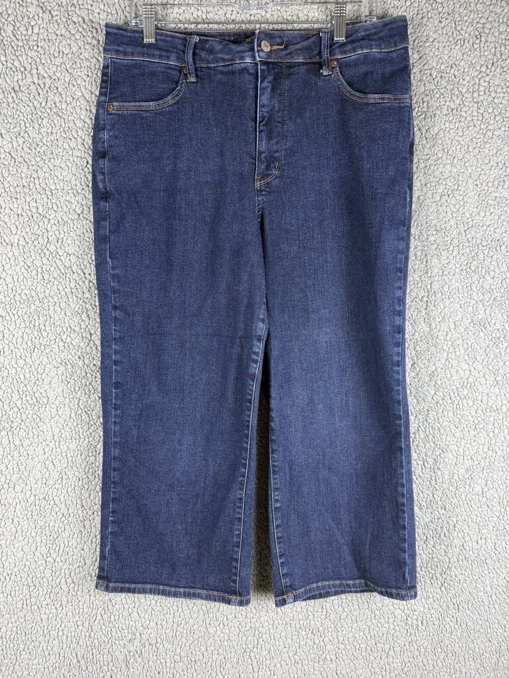 Judy Blue High Waist Tummy Control Wide Leg Crop Jeans Womens 16W Blue Dark Wash